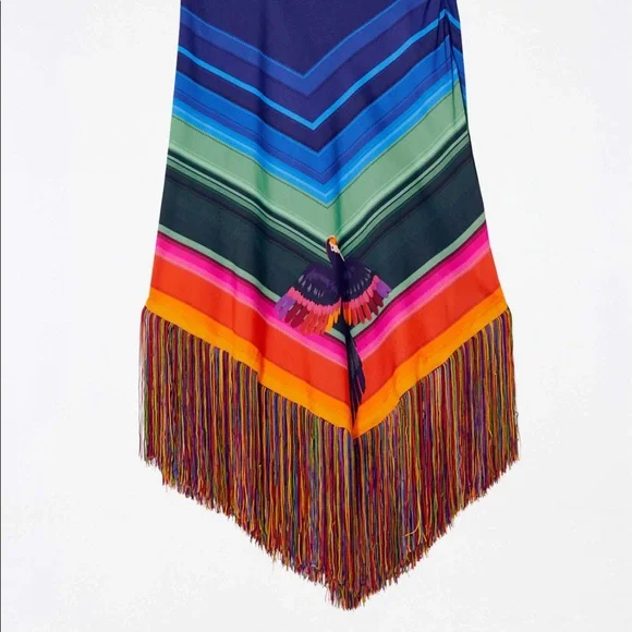 🎄 FARM Rio Rainbow Macaws Scarf Midi Skirt - Picture 12 of 15